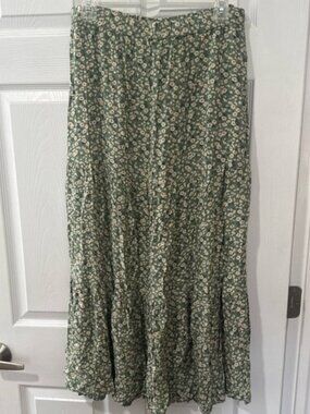 Green Floral Maxi Skirt
